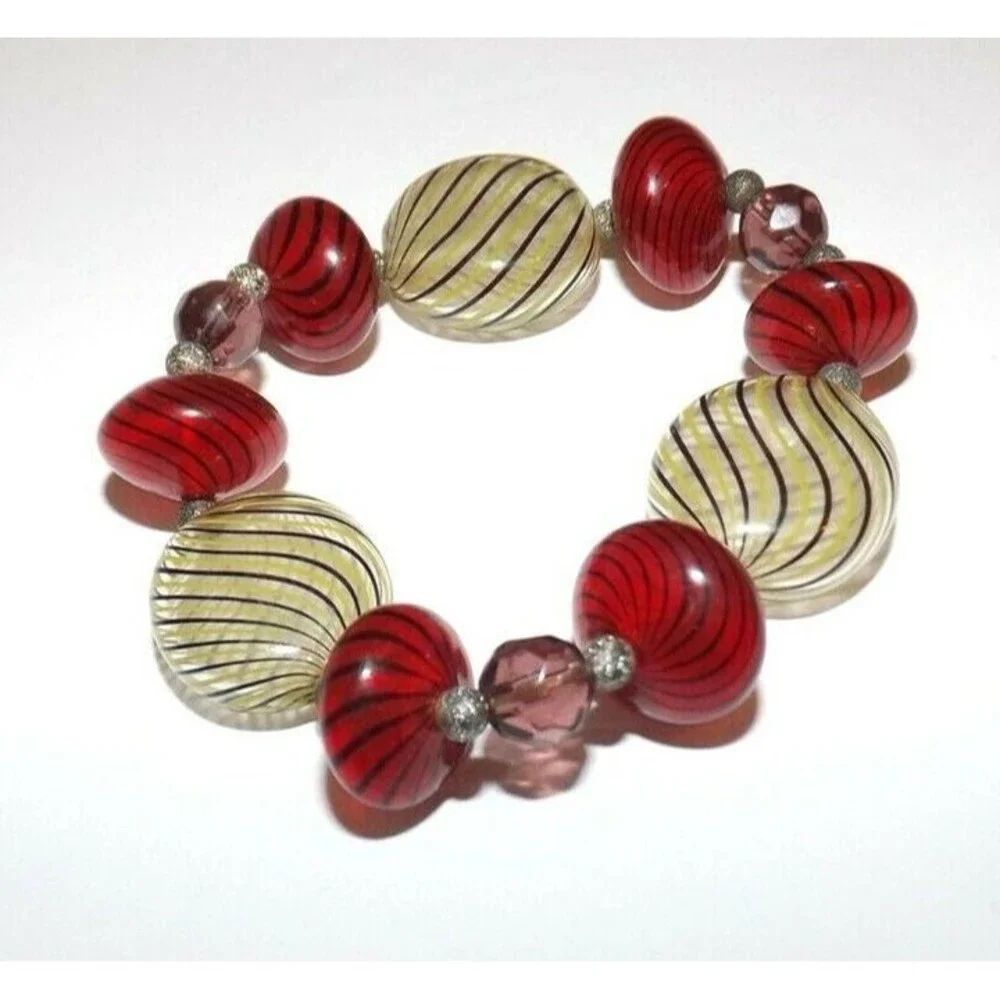 Vintage Venetian Murano Glass Bubbles Beaded Bracelet